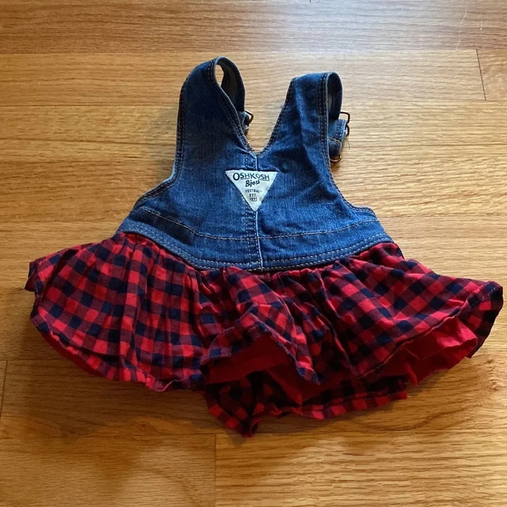 Oshkosh Girls‎ Skirted Overalls Buffalo Check Plaid Fall Photos